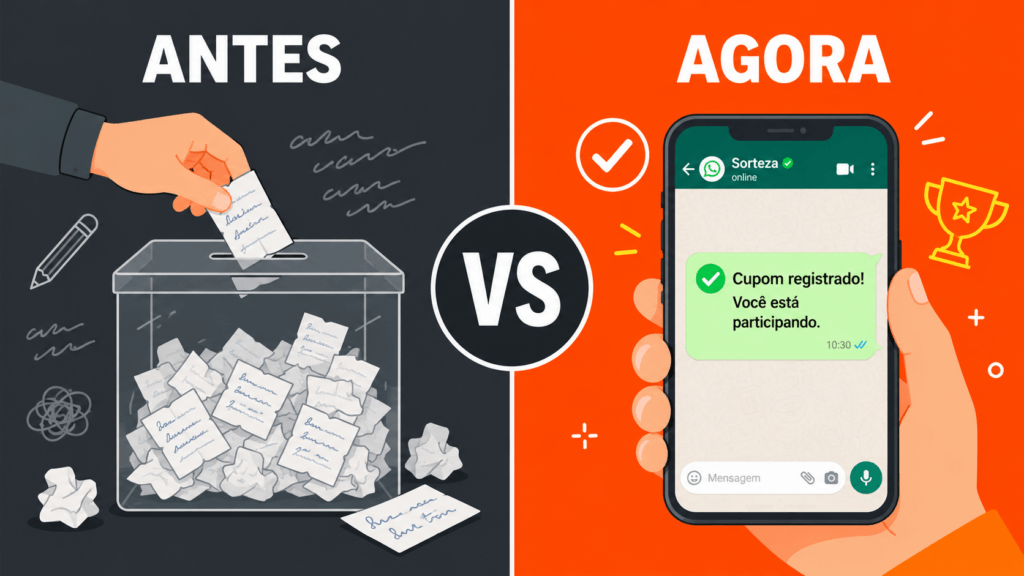 Comparativo entre cupom impresso e participação via WhatsApp em campanha de supermercado